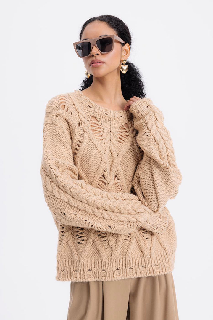 BSL Women Openwork Patterned Sweater - Phenix City