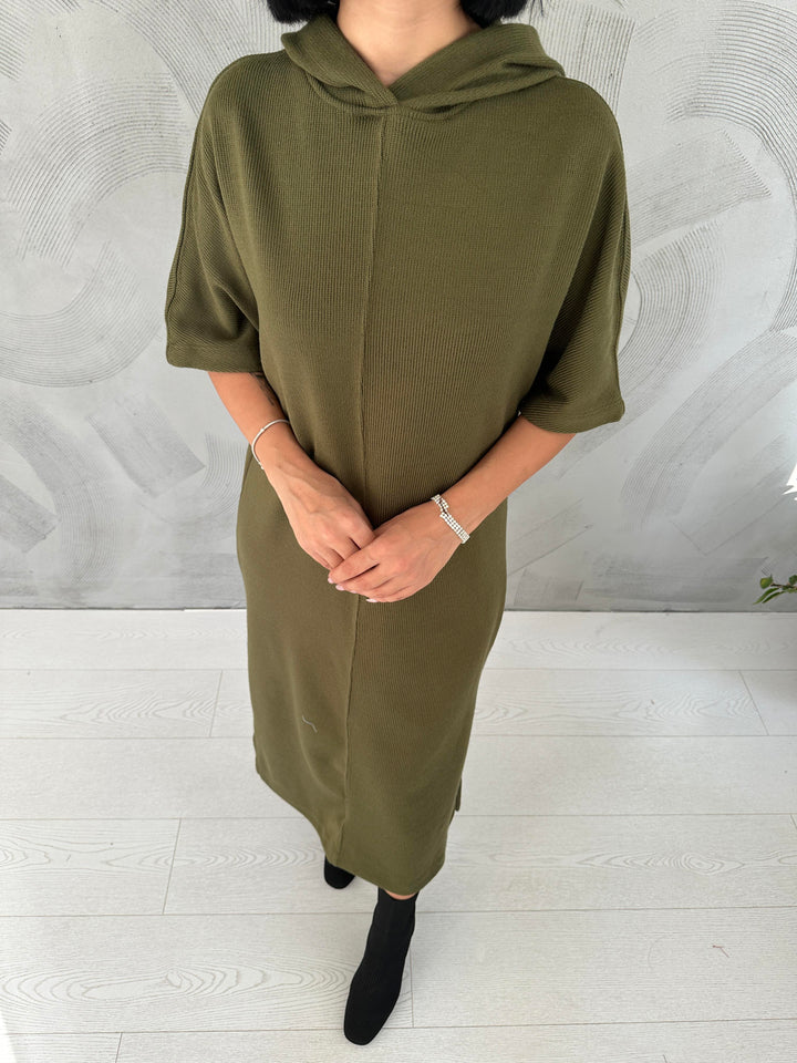 ELS Acrylic Hooded Dress - Khaki - Colomiers