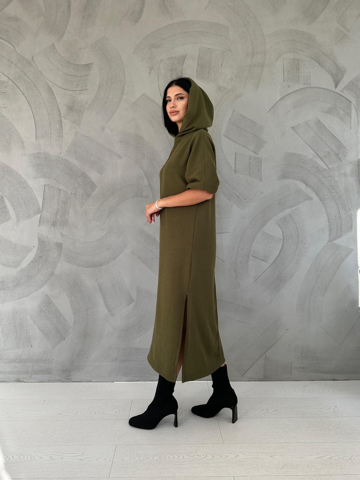 ELS Acrylic Hooded Dress - Khaki - Colomiers