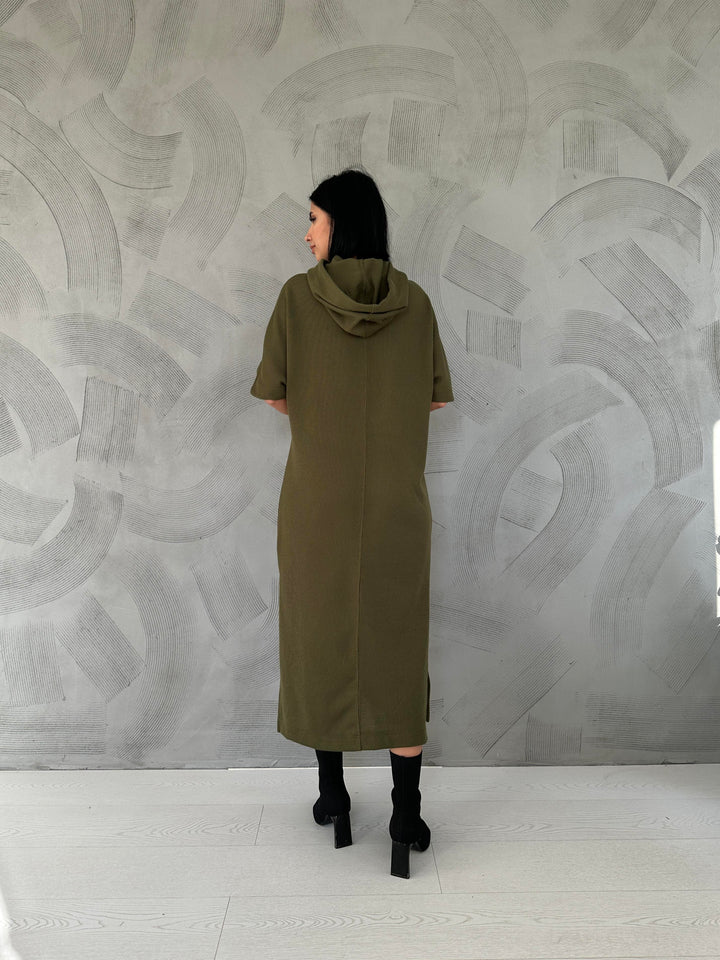 ELS Acrylic Hooded Dress - Khaki - Colomiers