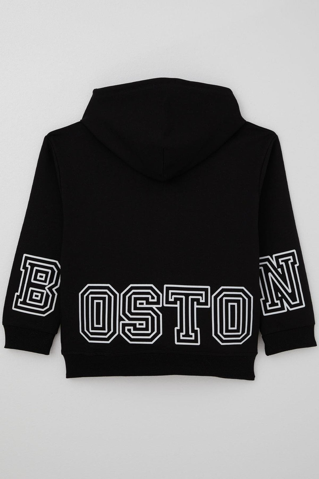 BRE Boy's Hooded Sweater with Printed Detail on the Back, 6-9 Years, Black - Highlands Ranch