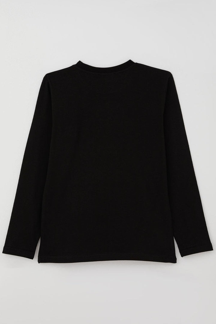 BRE Boys' Long Sleeve T-Shirt with Atatürk Portrait and Signature, 27 Years, Black - Ocala