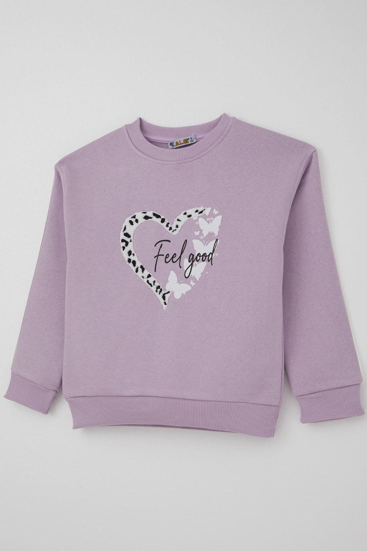 BRE Alg Girl Child Tracksuit Butterfly & Heart Printed 6-9 Years, Lilac - Rioverde