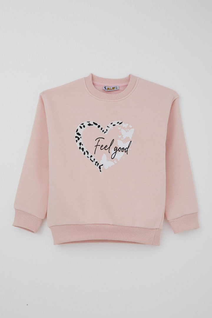 BRE Alg Girl Child Tracksuit Butterfly & Heart Printed 6-9 Years, Pink - Lancaster