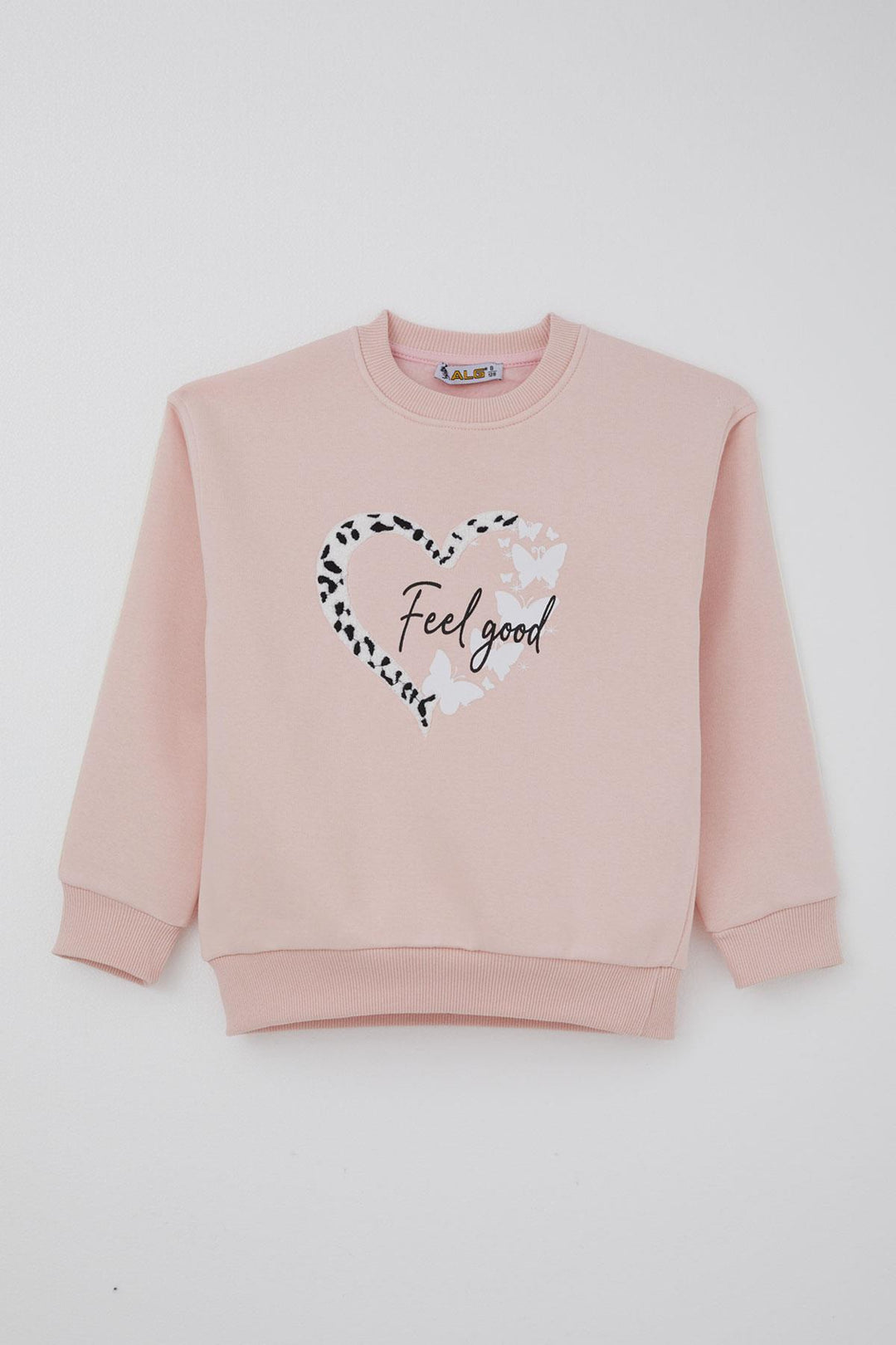 BRE Alg Girl Child Tracksuit Butterfly & Heart Printed 6-9 Years, Pink - Vich