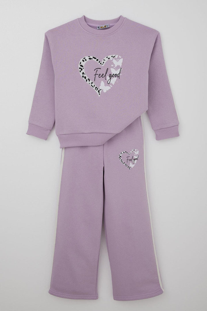 BRE Alg Girl Child Tracksuit Butterfly & Heart Printed 6-9 Years, Lilac - Rioverde