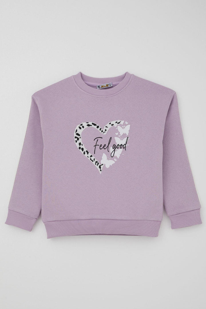 BRE Alg Girl Child Tracksuit Butterfly & Heart Printed 6-9 Years, Lilac - Rioverde