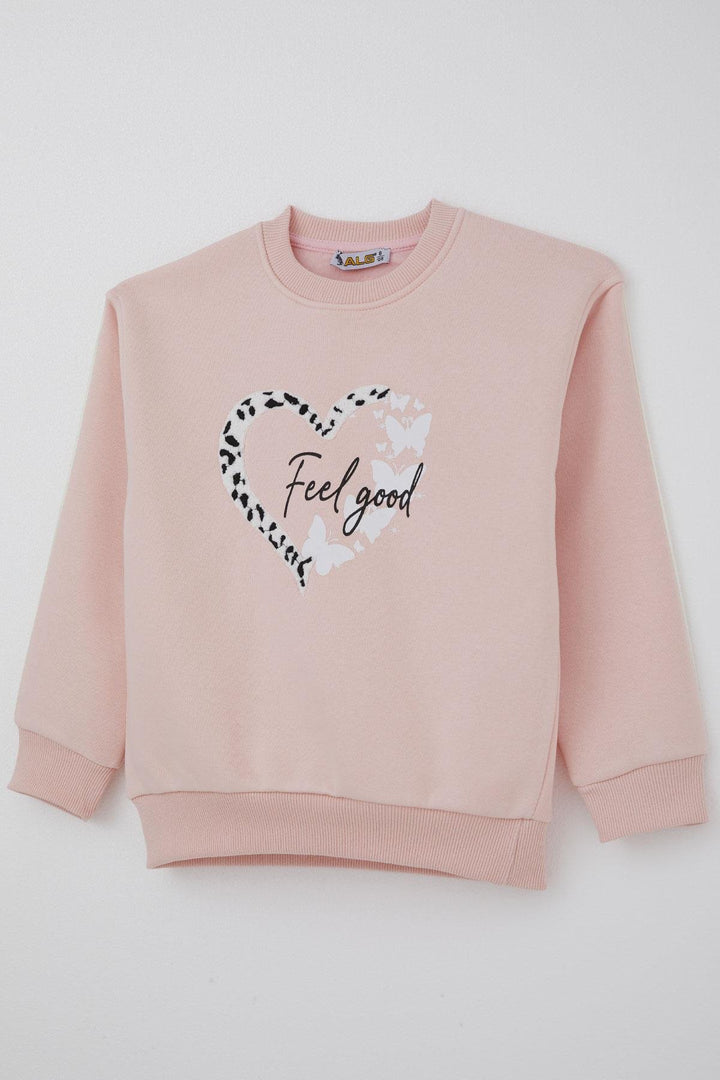 BRE Alg Girl Child Tracksuit Butterfly & Heart Printed 6-9 Years, Pink - Vich