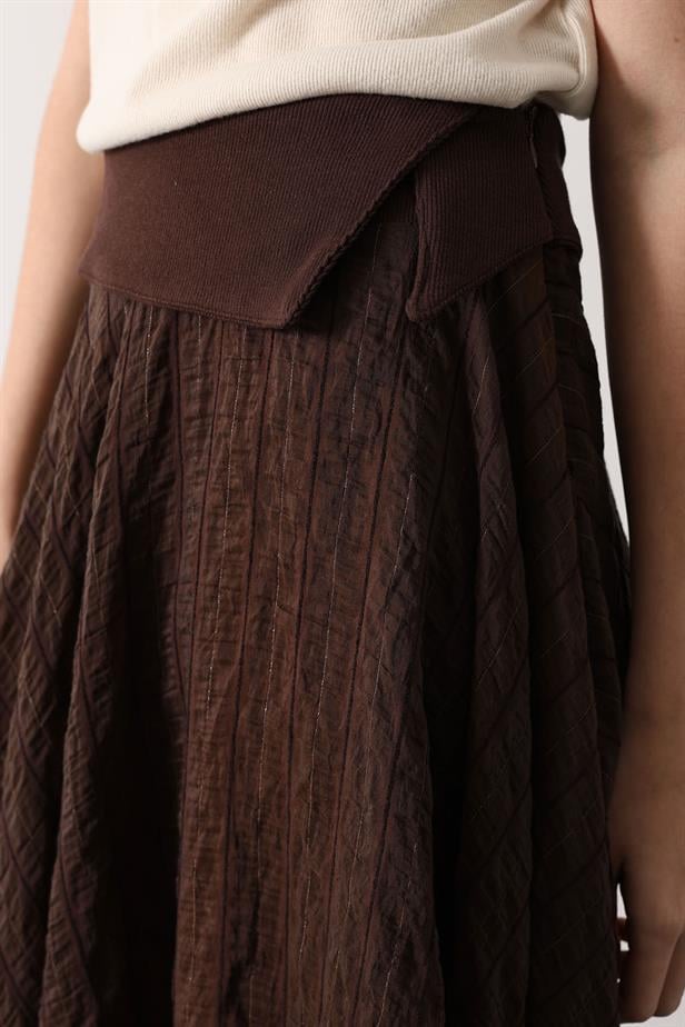 RYN ASYMMETRIC STRIPED SKIRT - Brown - Grimbergen