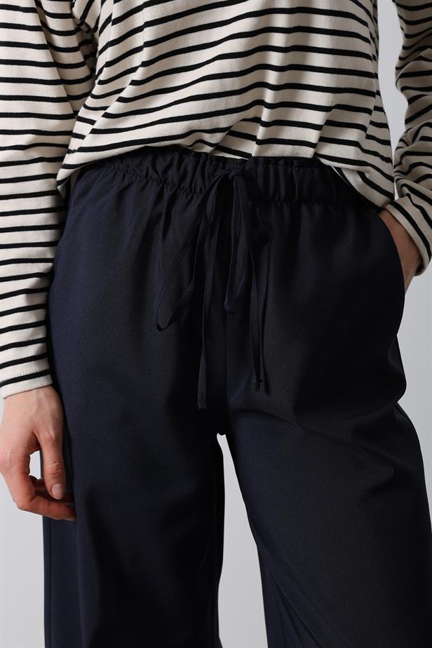 RYN Elasticated High-Waist Wide Leg Pants - Navy - Palaió Fáliro