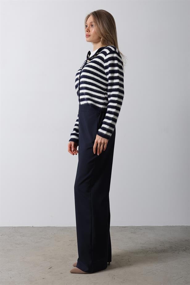 RYN Half Elastic Waist Palazzo Pants - Navy Blue - Guacharachi