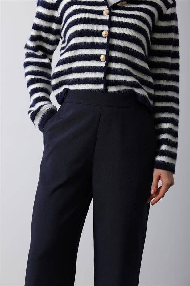 RYN Half Elastic Waist Palazzo Pants - Navy Blue - Guacharachi