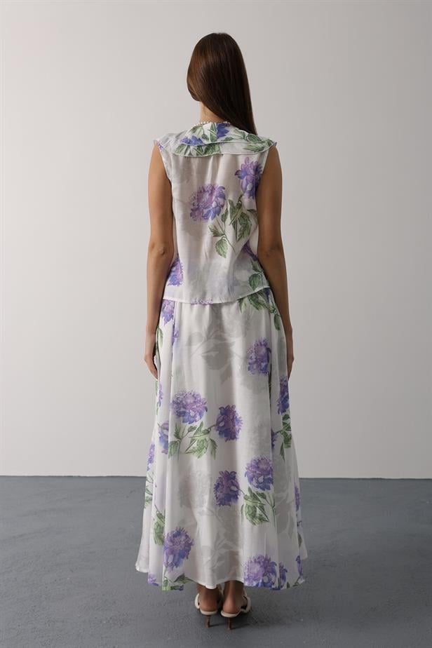 RYN FLOWER PATTERN MAXI SKIRT - Lilac - Winchester