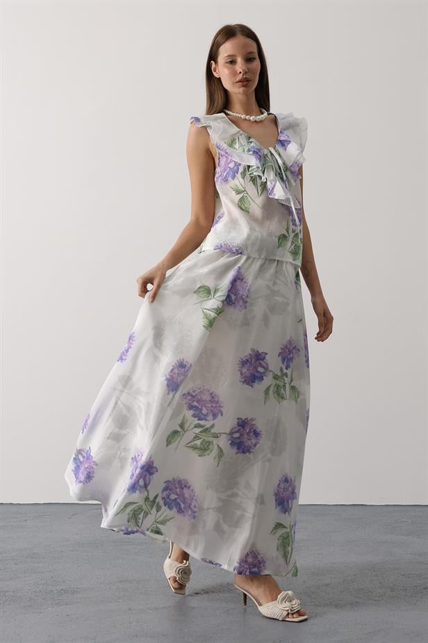 RYN FLOWER PATTERN MAXI SKIRT - Lilac - Winchester