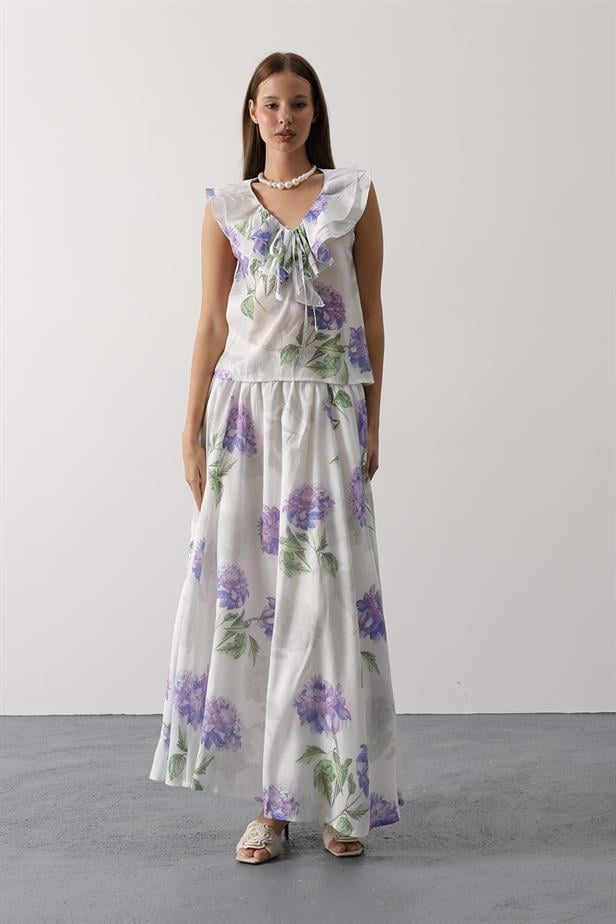 RYN FLOWER PATTERN MAXI SKIRT - Lilac - Winchester