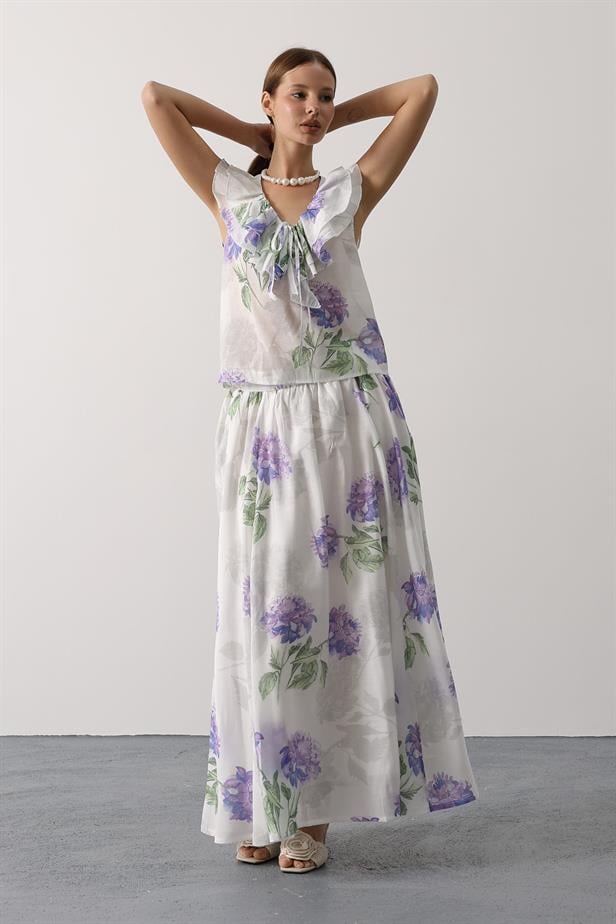 RYN FLOWER PATTERN MAXI SKIRT - Lilac - Winchester