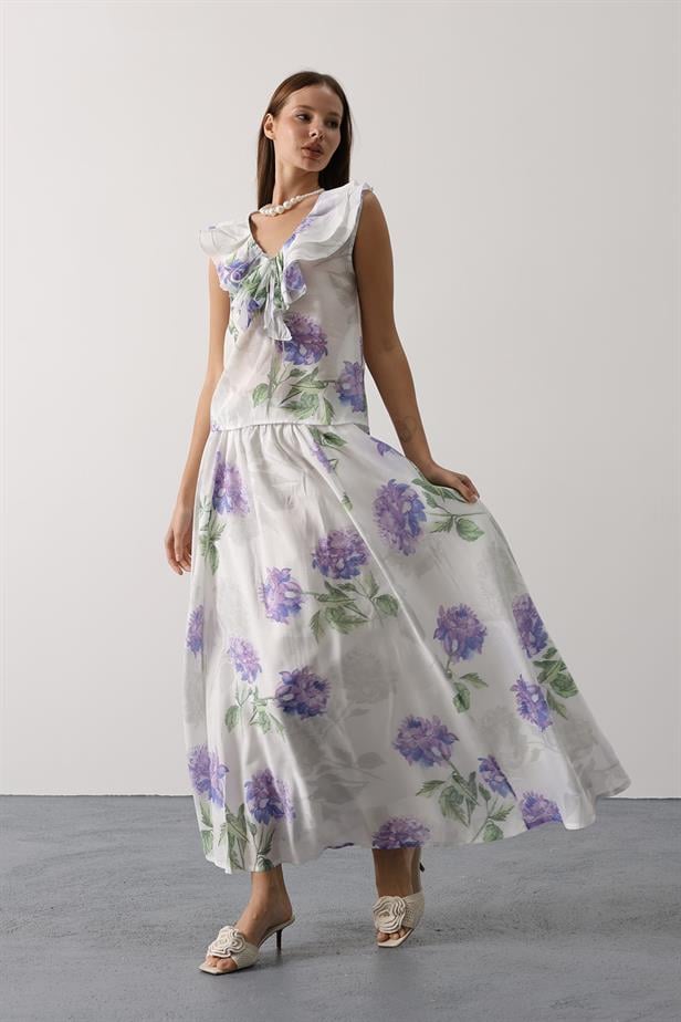 RYN FLOWER PATTERN MAXI SKIRT - Lilac - Winchester