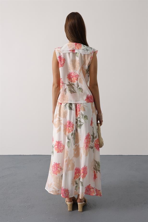 RYN FLOWER PATTERN MAXI SKIRT - Pink - Torrevieja