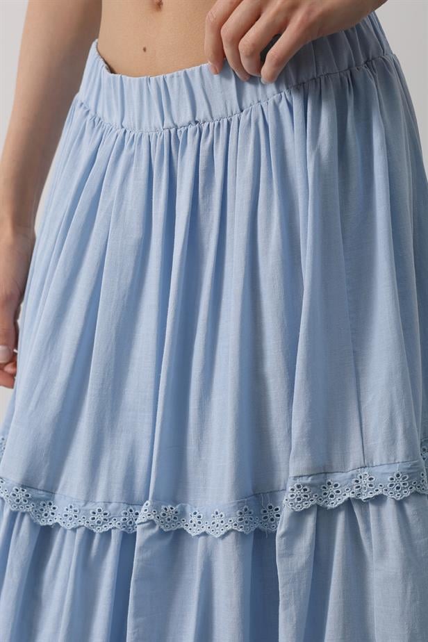 RYN Lace Detailed Skirt - Baby Blue - Brovary