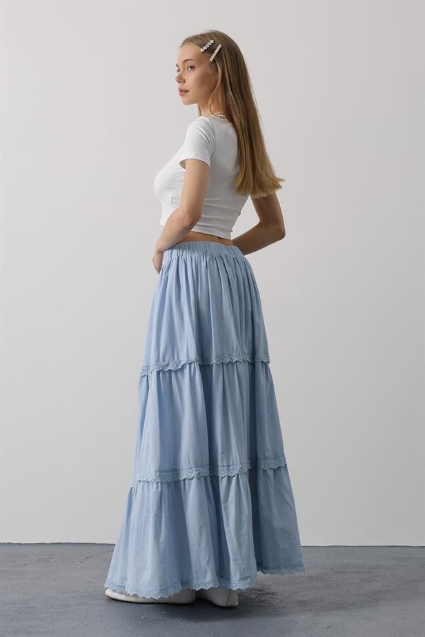 RYN Lace Detailed Skirt - Baby Blue - Brovary
