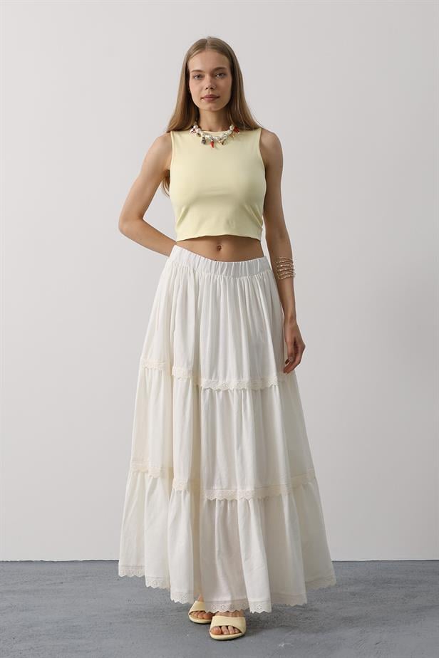 RYN Lace Detailed Skirt - White - Colomiers