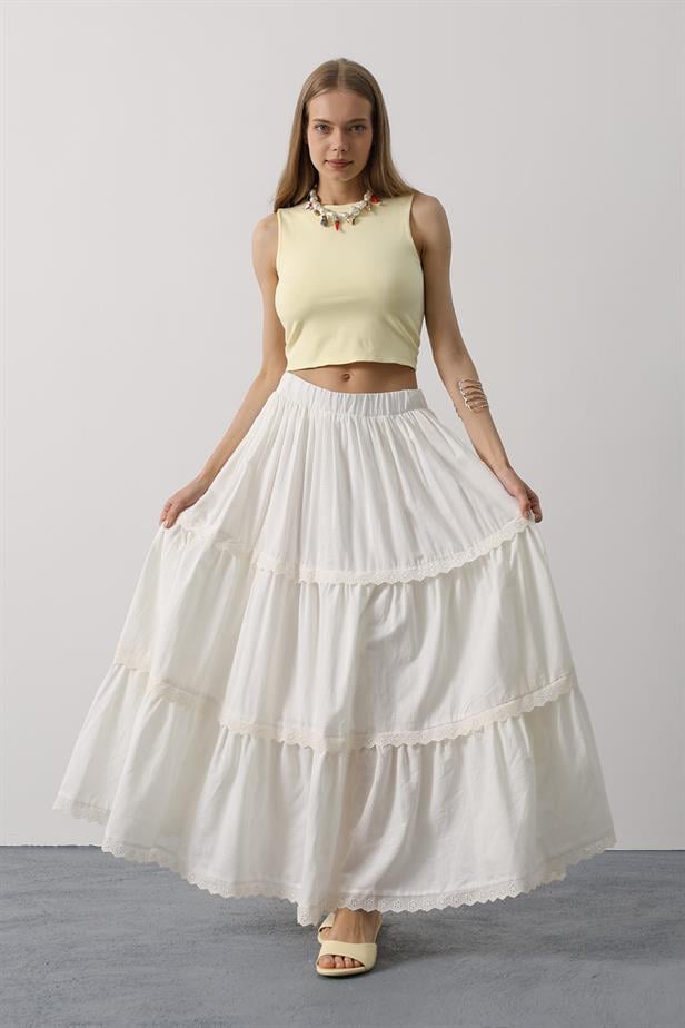 RYN Lace Detailed Skirt - White - Colomiers