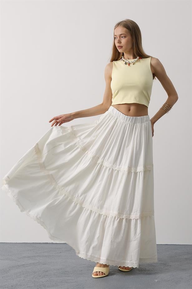 RYN Lace Detailed Skirt - White - Colomiers
