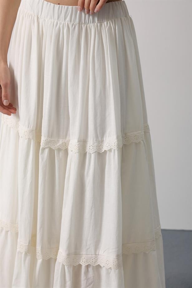 RYN Lace Detailed Skirt - White - Colomiers