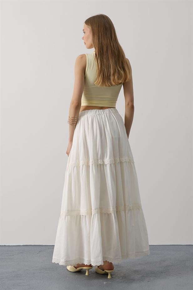 RYN Lace Detailed Skirt - White - Colomiers