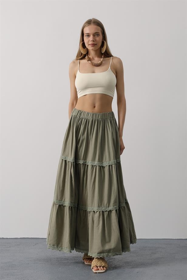 RYN Lace Detailed Skirt - Khaki - Eccles