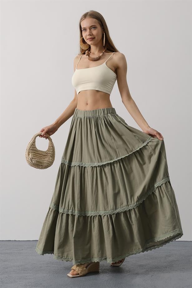 RYN Lace Detailed Skirt - Khaki - Eccles