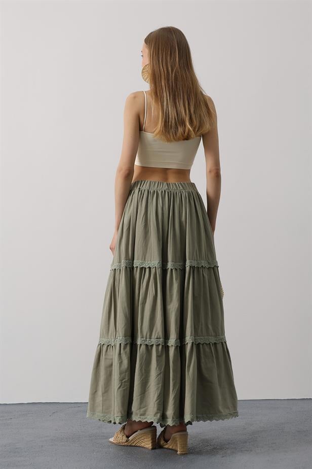 RYN Lace Detailed Skirt - Khaki - Eccles