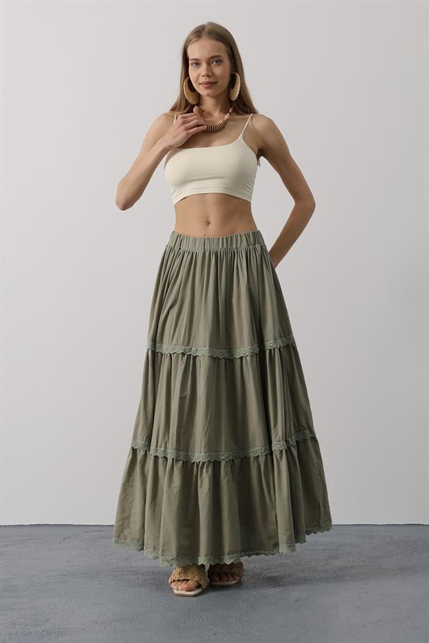 RYN Lace Detailed Skirt - Khaki - Eccles