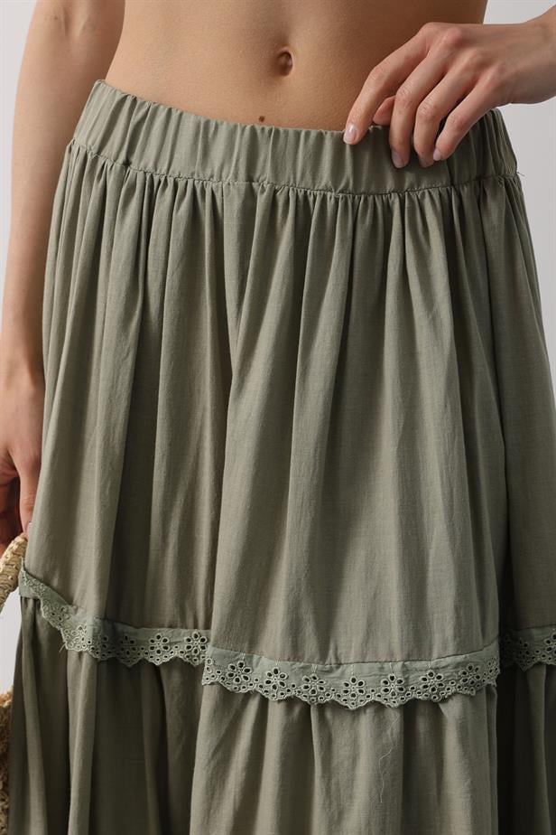RYN Lace Detailed Skirt - Khaki - Eccles