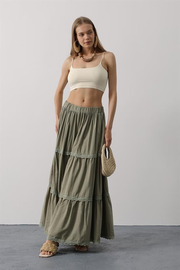 RYN Lace Detailed Skirt - Khaki - Eccles