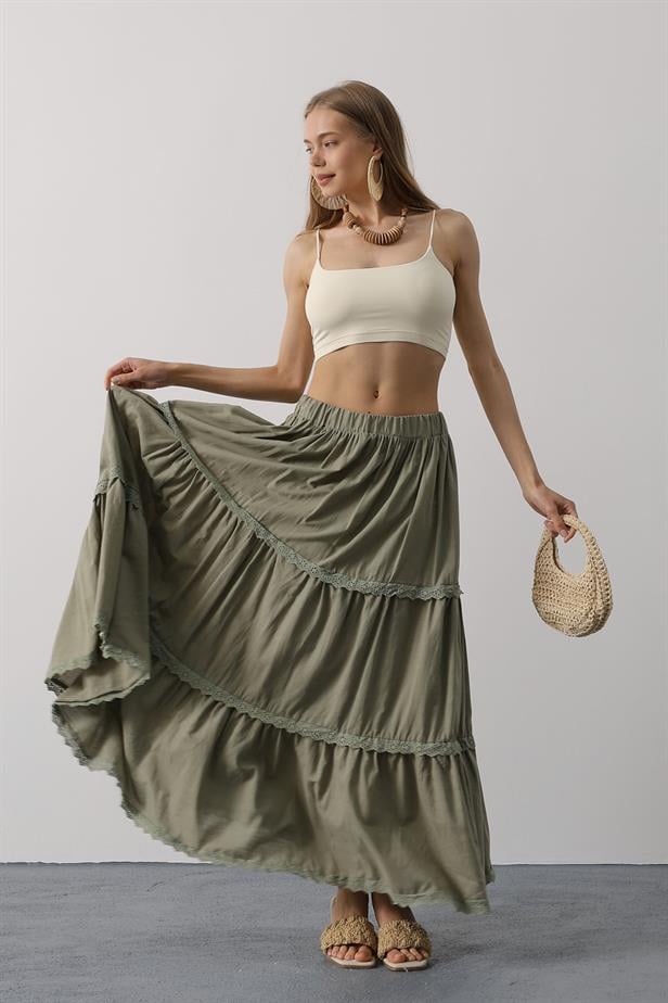 RYN Lace Detailed Skirt - Khaki - Eccles