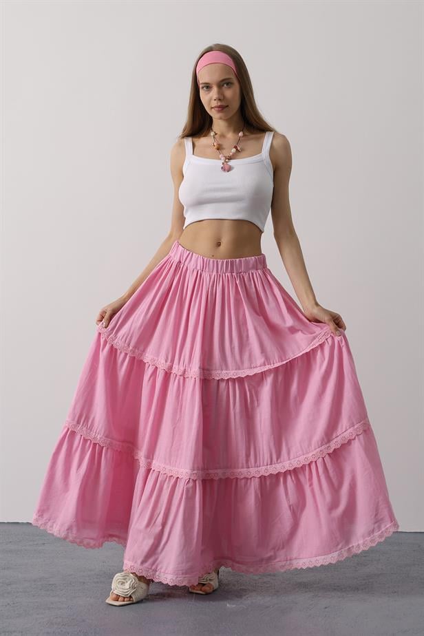 RYN Lace Detailed Skirt - Pink - Georgetown