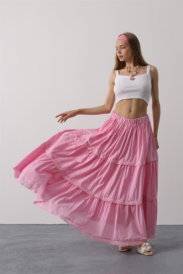 RYN Lace Detailed Skirt - Pink - Georgetown