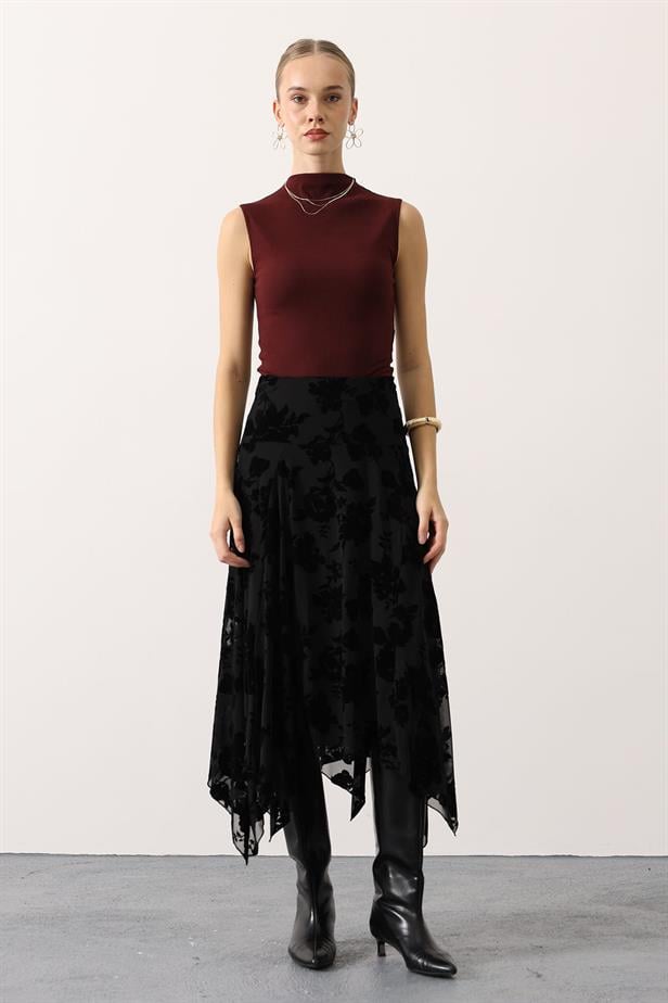 RYN DOKULU ASİMETRİK ETEK - Siyah - Tilburg