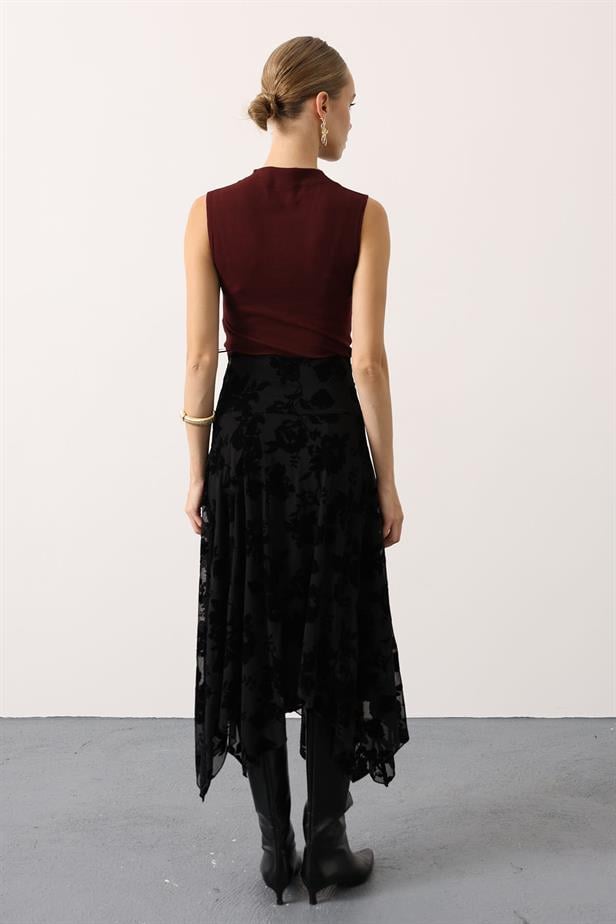 RYN DOKULU ASİMETRİK ETEK - Siyah - Tilburg