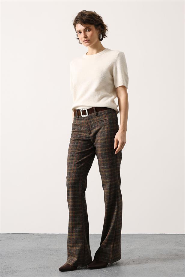RYN ECO PATTERNED BELTED PANTS - Brown - Enerhodar