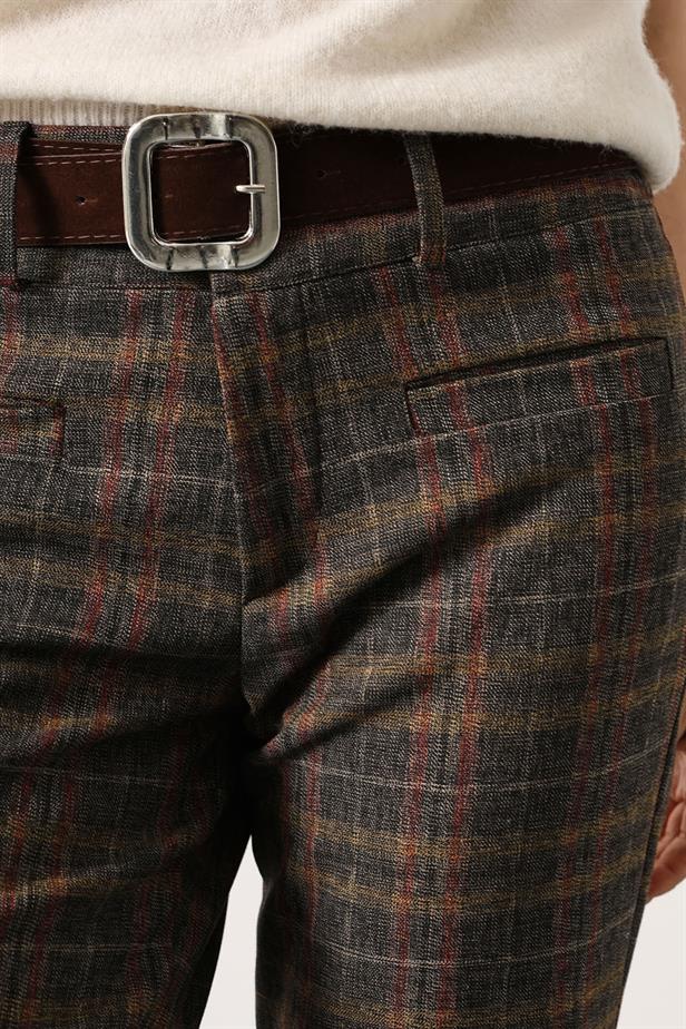 RYN ECO PATTERNED BELTED PANTS - Brown - Enerhodar