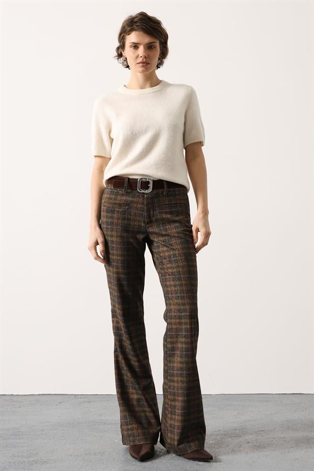 RYN ECO PATTERNED BELTED PANTS - Brown - Enerhodar