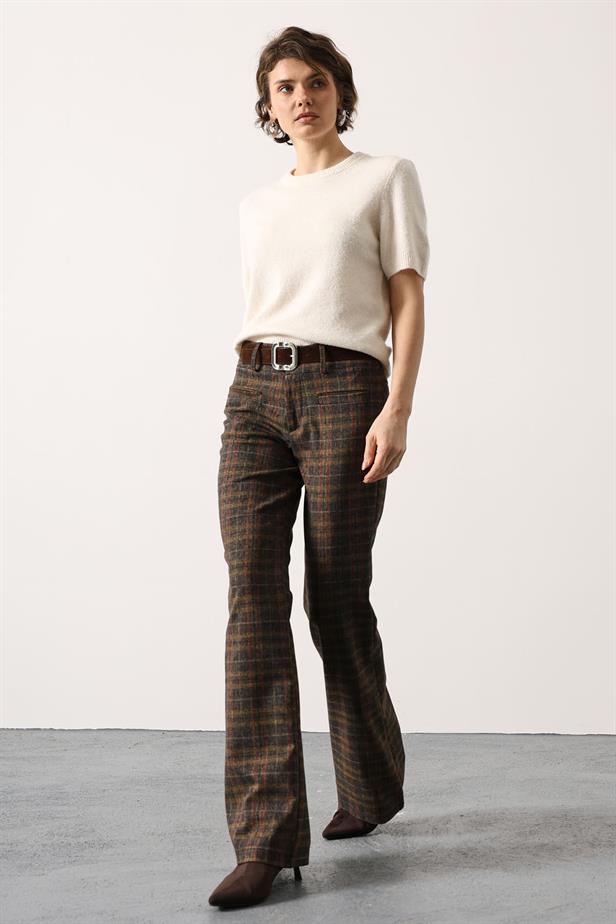 RYN ECO PATTERNED BELTED PANTS - Brown - Enerhodar