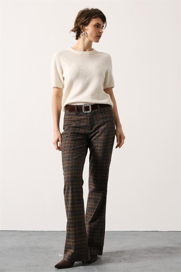 RYN ECO PATTERNED BELTED PANTS - Brown - Enerhodar