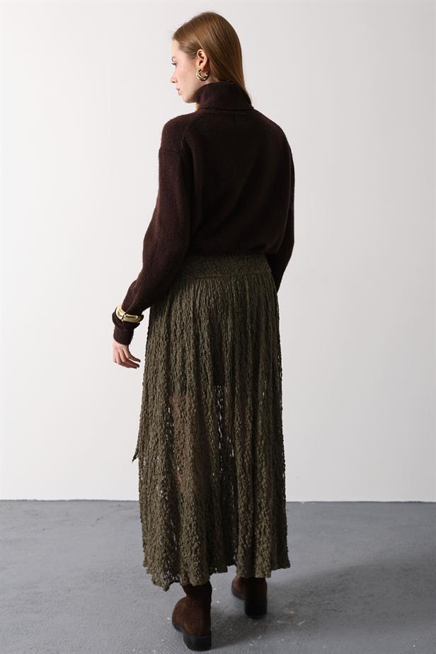 RYN GOLD DETAYLI DANTELLİ ETEK - Haki - London