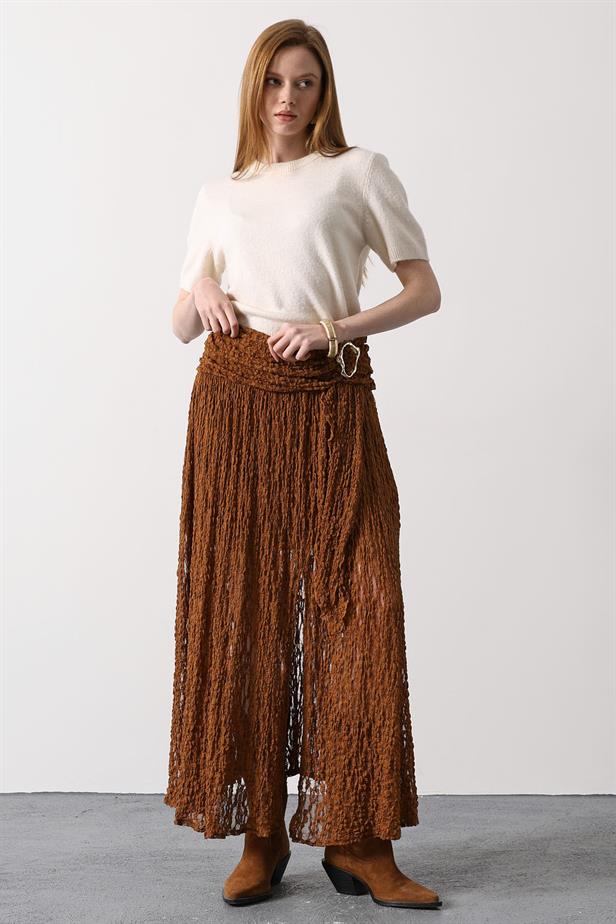 RYN GOLD DETAYLI DANTELLİ ETEK - Hardal - Leer