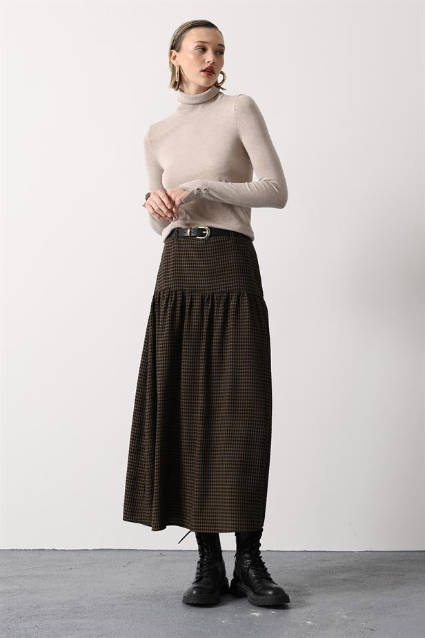 RYN CAROLINA BELTED LONG SKIRT - Black Striped - Coventry