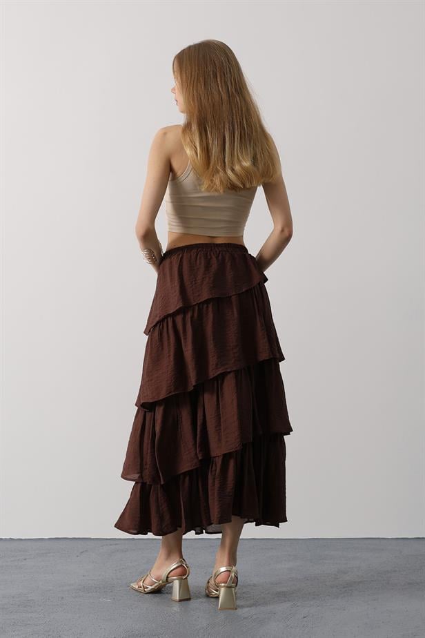 RYN Layered Cut Long Skirt - Brown - Jefferson City