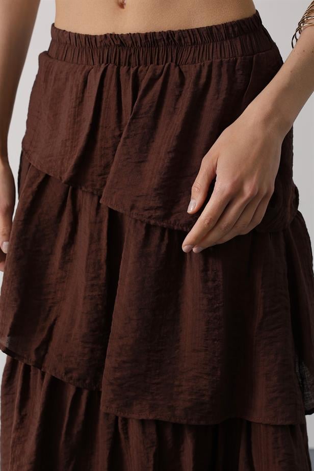 RYN Layered Cut Long Skirt - Brown - Jefferson City